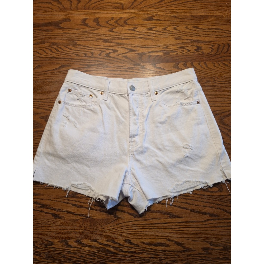 Pistola Jean Shorts Womens Size 28 White Distressed High-Rise Cutoff Denim 3"